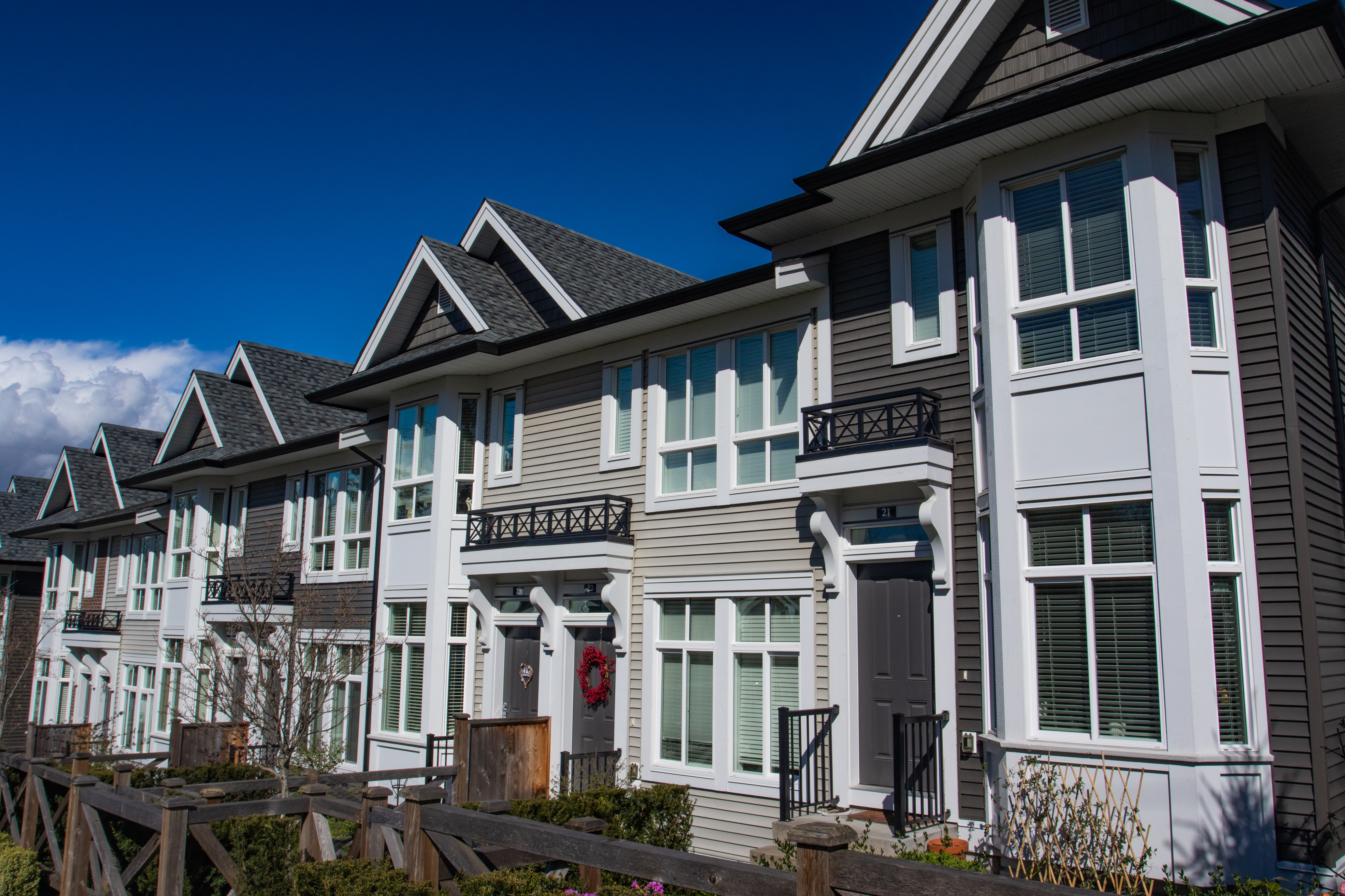 A front exterior view of townhomes